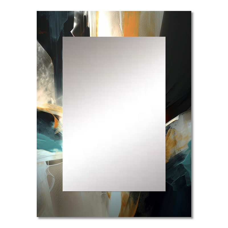 Orange And Blue Abstract Mixed Colors III - Minimalism Unique Wall Mirror, Modern Mirror, Printed Metal Art, 32" x 24"
