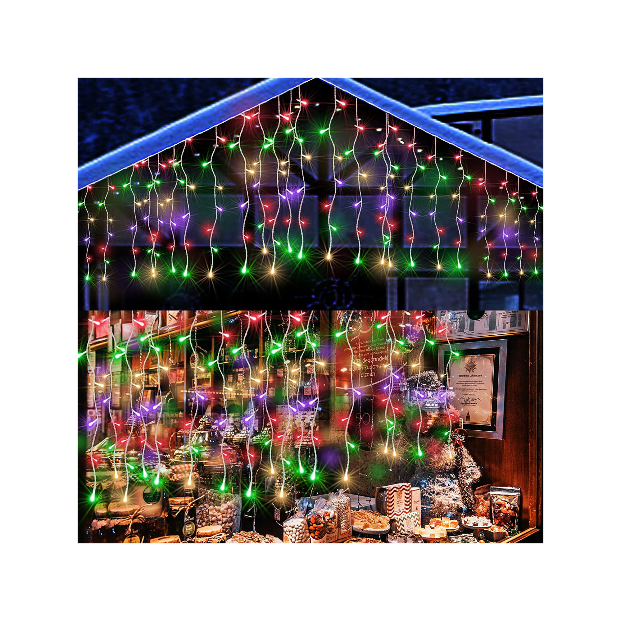 400 LED 32 FT Icicle Lights, Multicolor