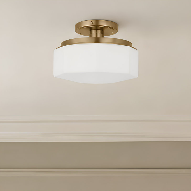Plafonnier traditionnel Chapman And Myers Fairfax 11 po à intensité variable, 1 lumière, en laiton vieilli