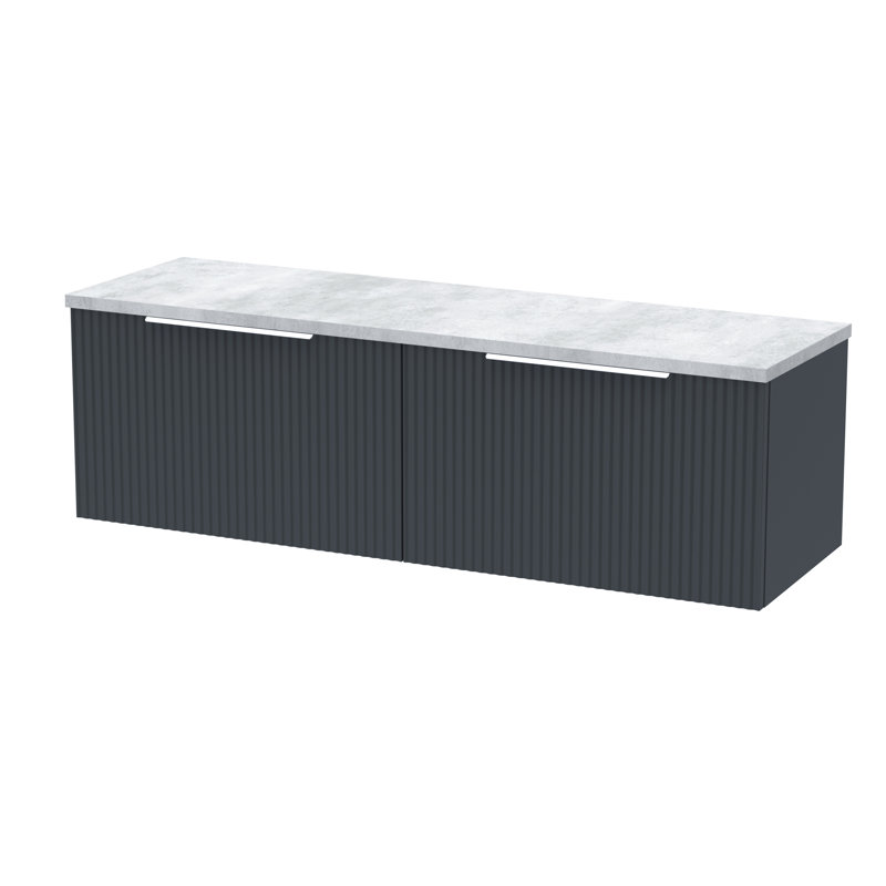 Fluted 121.5cm Double Bathroom Vanity Base Only, Soft Black