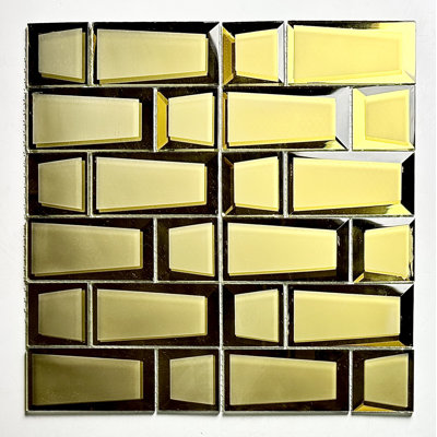 Reflections 2 in. x 4 in. Diamond Grade Glass Mirror Beveled Brick Mosaic Decorative Kitchen & Bathroom Wall Tile