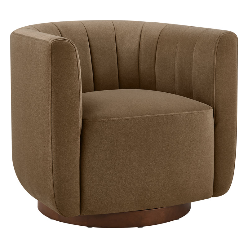 Augustine Upholstered Swivel Armchair, Vesper Tobacco Performance Velvet