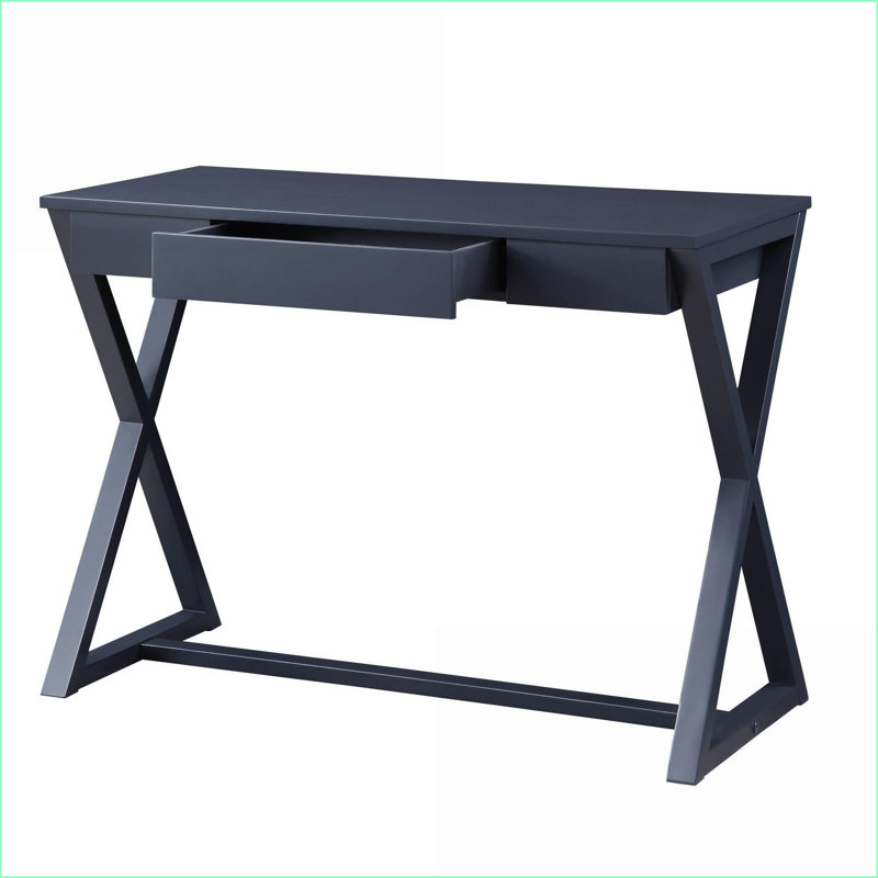 Console élégante couleur anthracite avec piétement en X et 1 tiroir pour ranger les petits articles essentiels