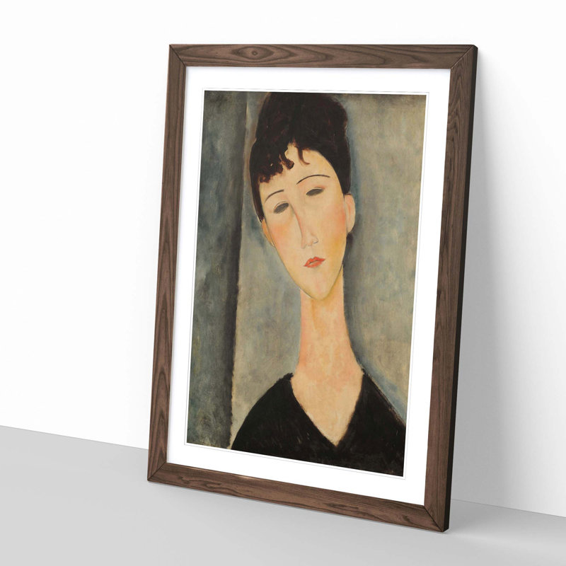 Portrait (2) by Amedeo Modigliani - Framed Print, Walnut