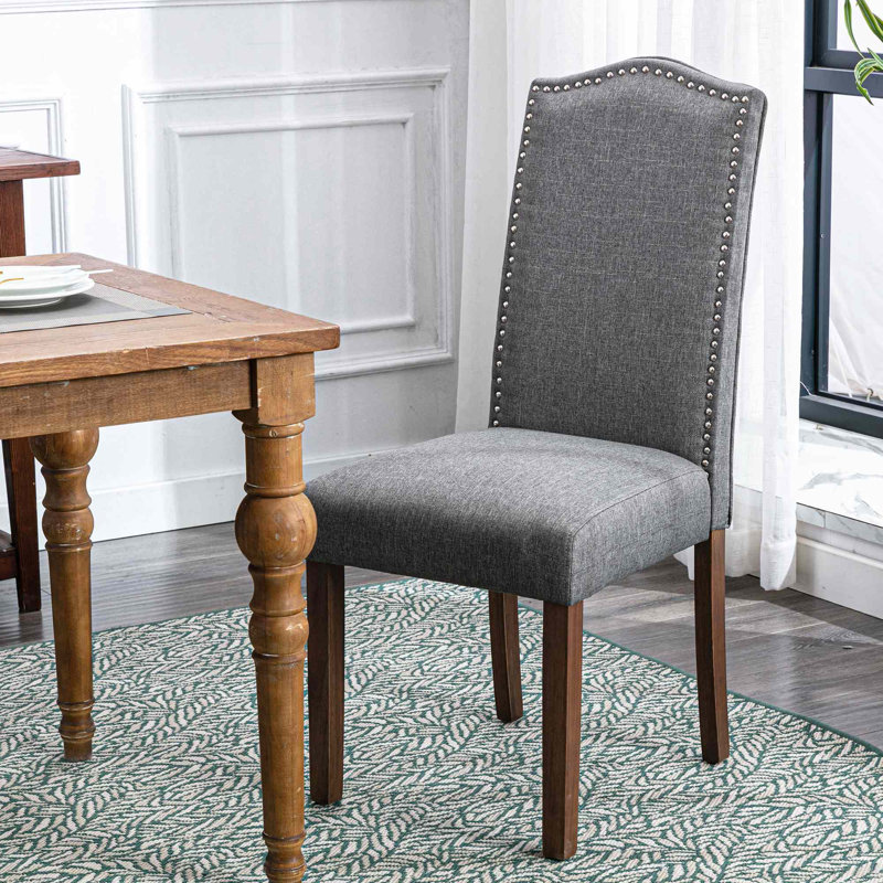 19'' H Tufted Linen Upholstered Parsons Chair, Gray