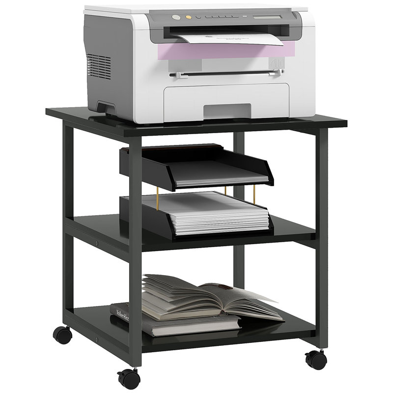 Olias 52.5cm H x 50cm W Printer Stand with Wheels, Black