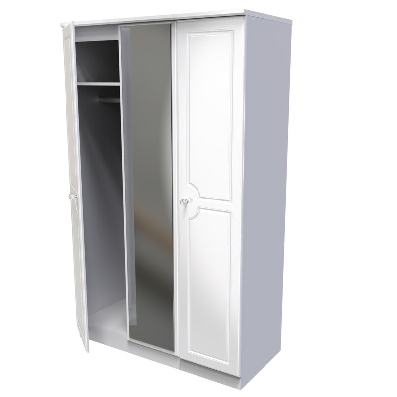 Adala Manufactured Wood Wardrobe, White Gloss/White