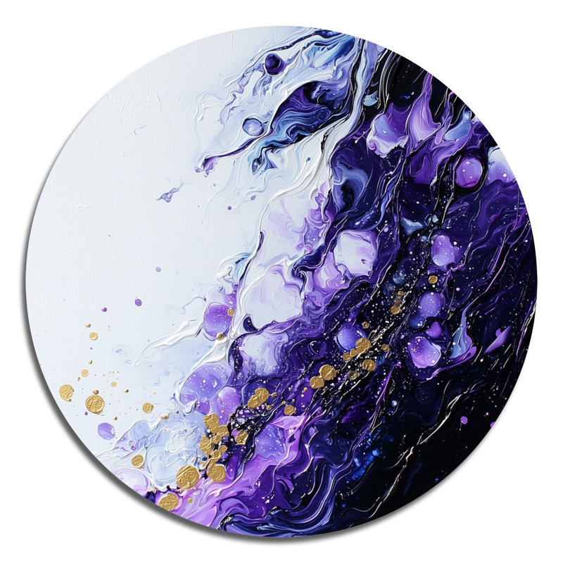 Abstrait lavande impulsion de l'inconnu - impression d'art moderne mauve en métal, H 23 po x l 23 po