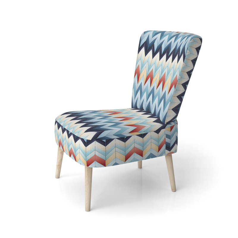 Chaise d'appoint large 27,5 po Roussel, Mélange de polyester bleu / rouge / or