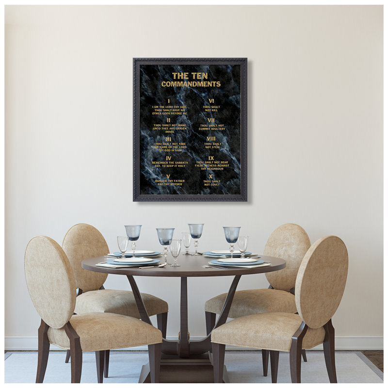Les dix commandements (texture noire), taille de l'image: 30 po x 24 po, reproductions d'art classique du cadre noir The World, art mural pour la décoration intérieure