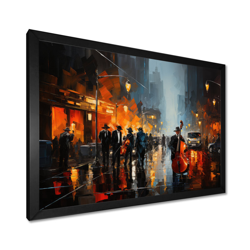 Jazz African American Harlem City - African American Art Canvas Prints, Harlem Jazz wall art, 24" H x 32" W, Black