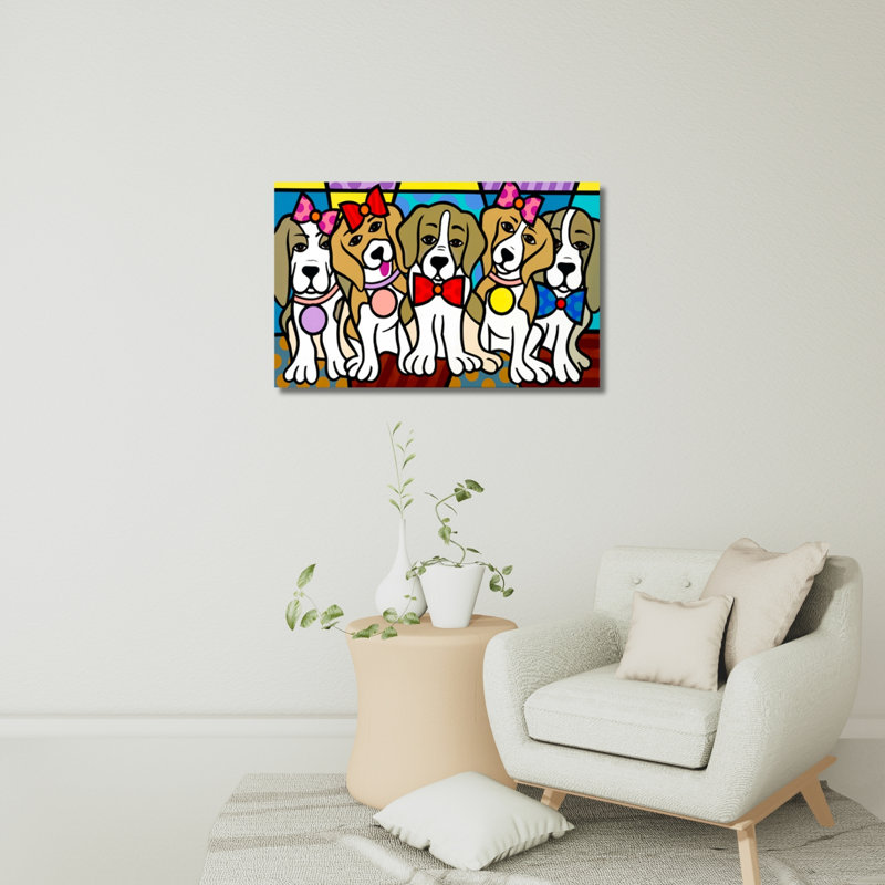 Collection Nifao «Love My Beagles», peinture à l'acrylique, toile tendue, art par Jo² 44 po x 32 po, H 44 po x l 32 po