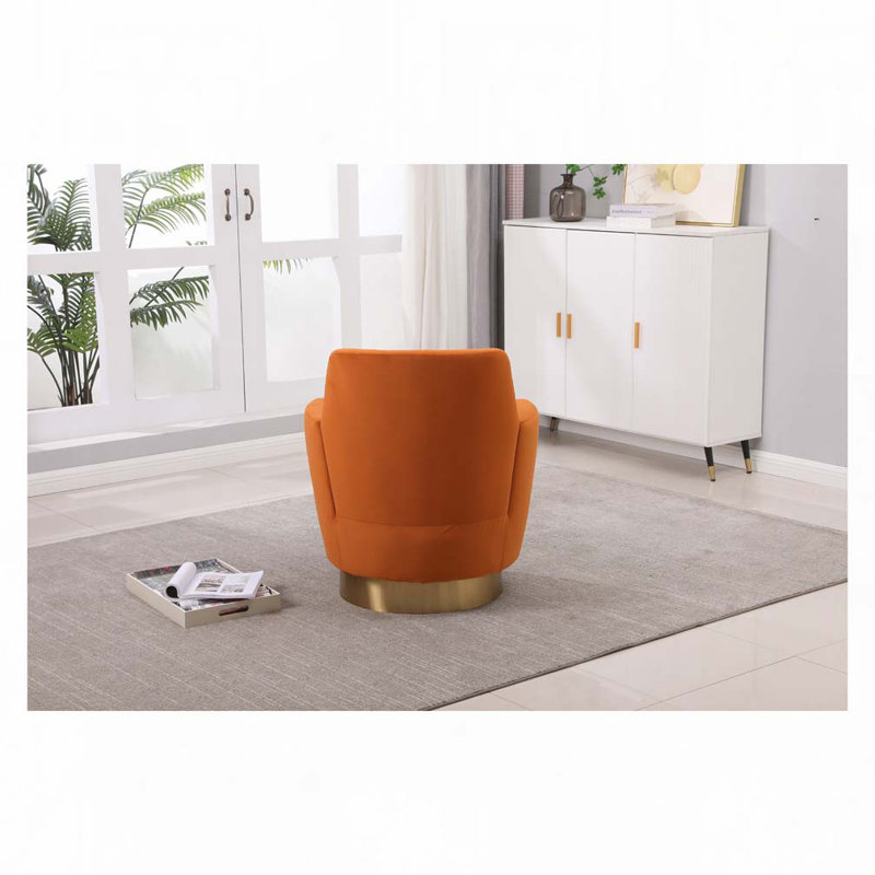 Lindall Swivel Barrel Chair Single, Orange Faux Fur