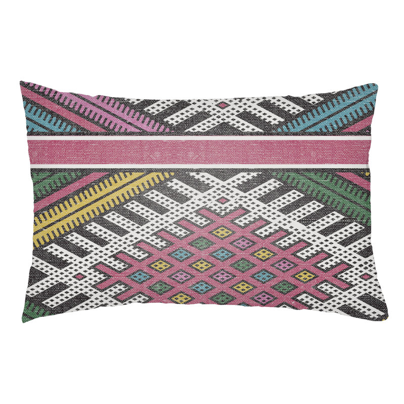 Lolita Pratt Indoor/Outdoor Lumbar Pillow, Poppy Red/Fuchsia
