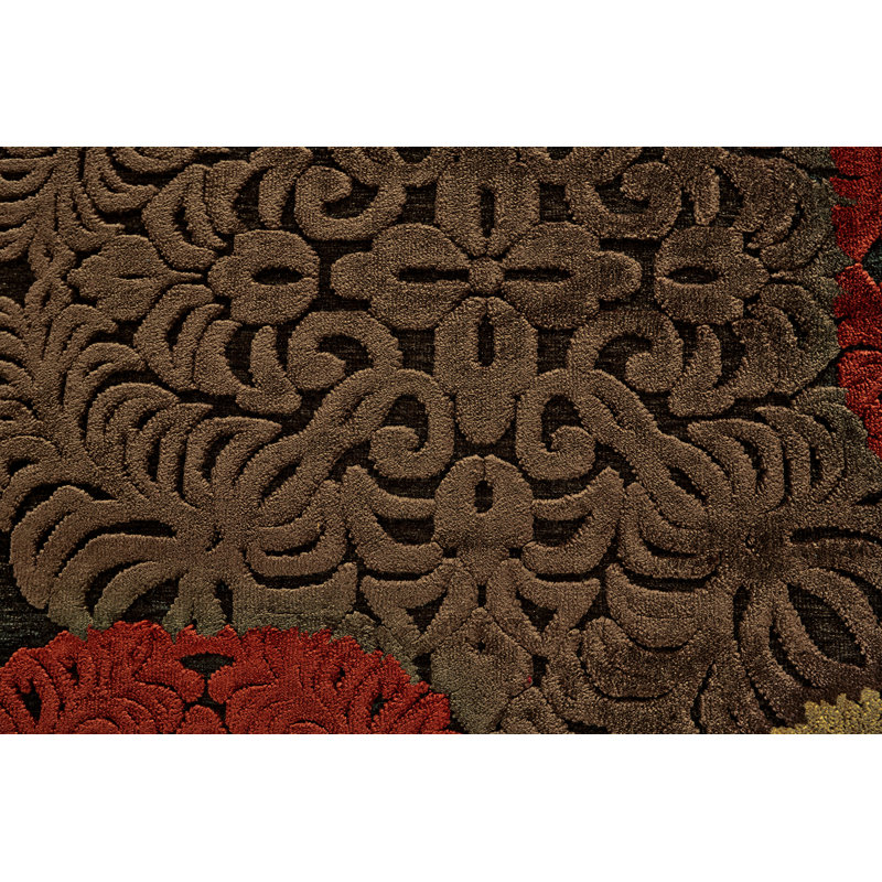 Tapis brun à motif abstrait Cherine, Rond 7 pi 6 po