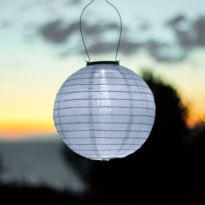 Luminaire suspendu d'extérieur à DEL 10 po à énergie solaire intégré, Blanc, 1