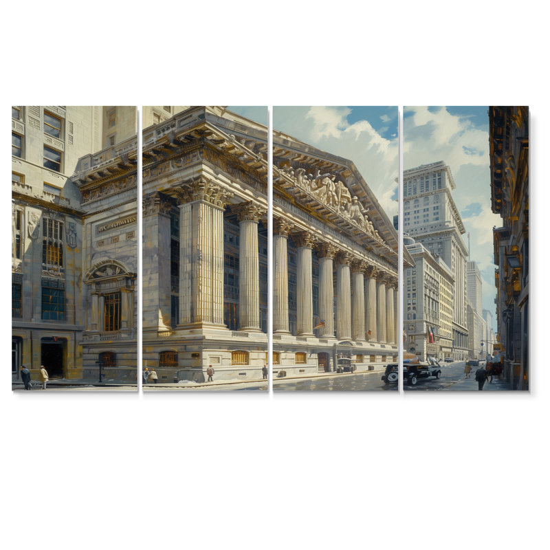 «Beige Banks», ensemble architectural sur toile «Banks», H 32 po x l 64 po