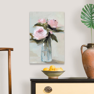 " Peonies in a Vase I " Mixed Media Print
