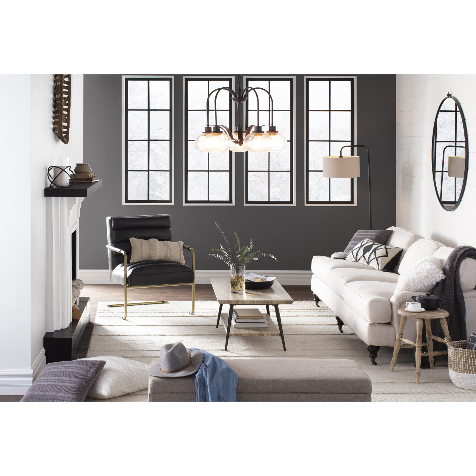 Cassie 48" Accent Mirror, Black, 21" x 21"