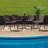 28'' Round Glass Table with Rattan Edging and 4 Rattan Stack Chairs-743294981