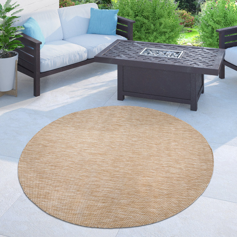 Tapis intérieur / extérieur brun Iyana, Rond 3 pi 11 po