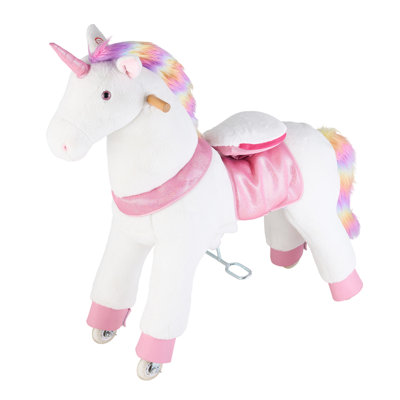 Ride On Horse, Riding Unicorn Toys for Kids, No Battery Required, Smooth Wheels with Anti-Roll Stop Ring, Upgraded Raised Seat, Handles, Sturdy Pedals, 176 lbs Max Load Capacity for Ages 6+