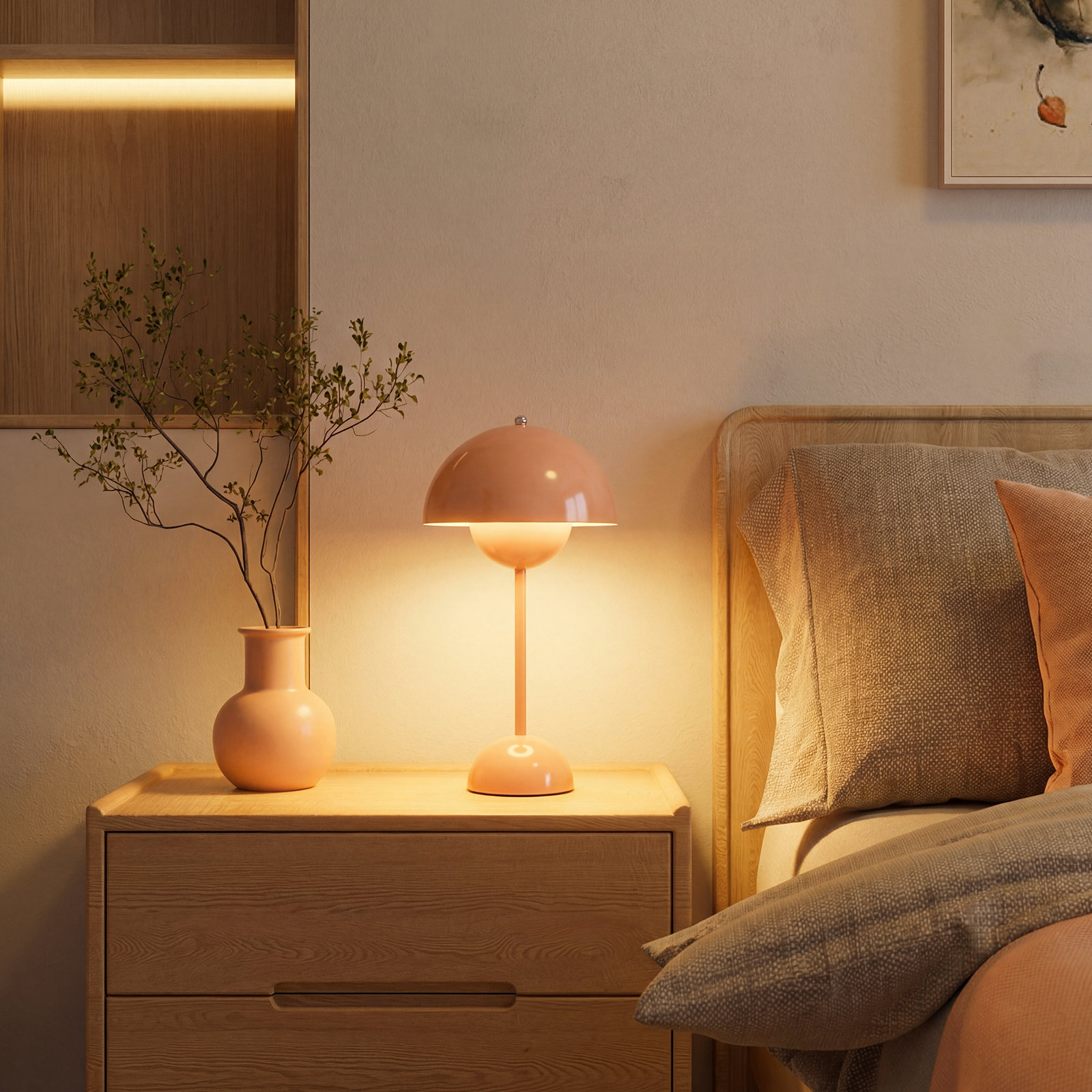 Brunilde Adjustable Metal Table Lamp, Pink, Pink