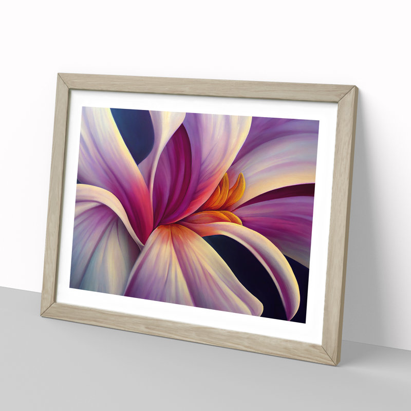 Otherworldly Flower Vol.2 1 Piece Single Picture Frame Wall Art, 25cm H x 34cm W x 2cm D, Oak