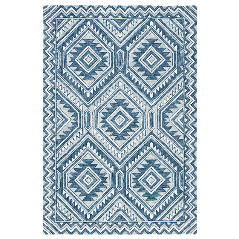 Tapis géométrique en laine et en coton touffeté à la main Negrete Metro, Rectangle 3 pi x 5 pi