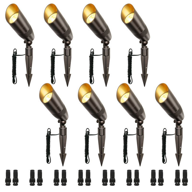 8PK Modern Oil-rubbed Bronze LED Bullet Spot Light - Weatherproof Landscape Lighting for Porch, Stairs, Hedges