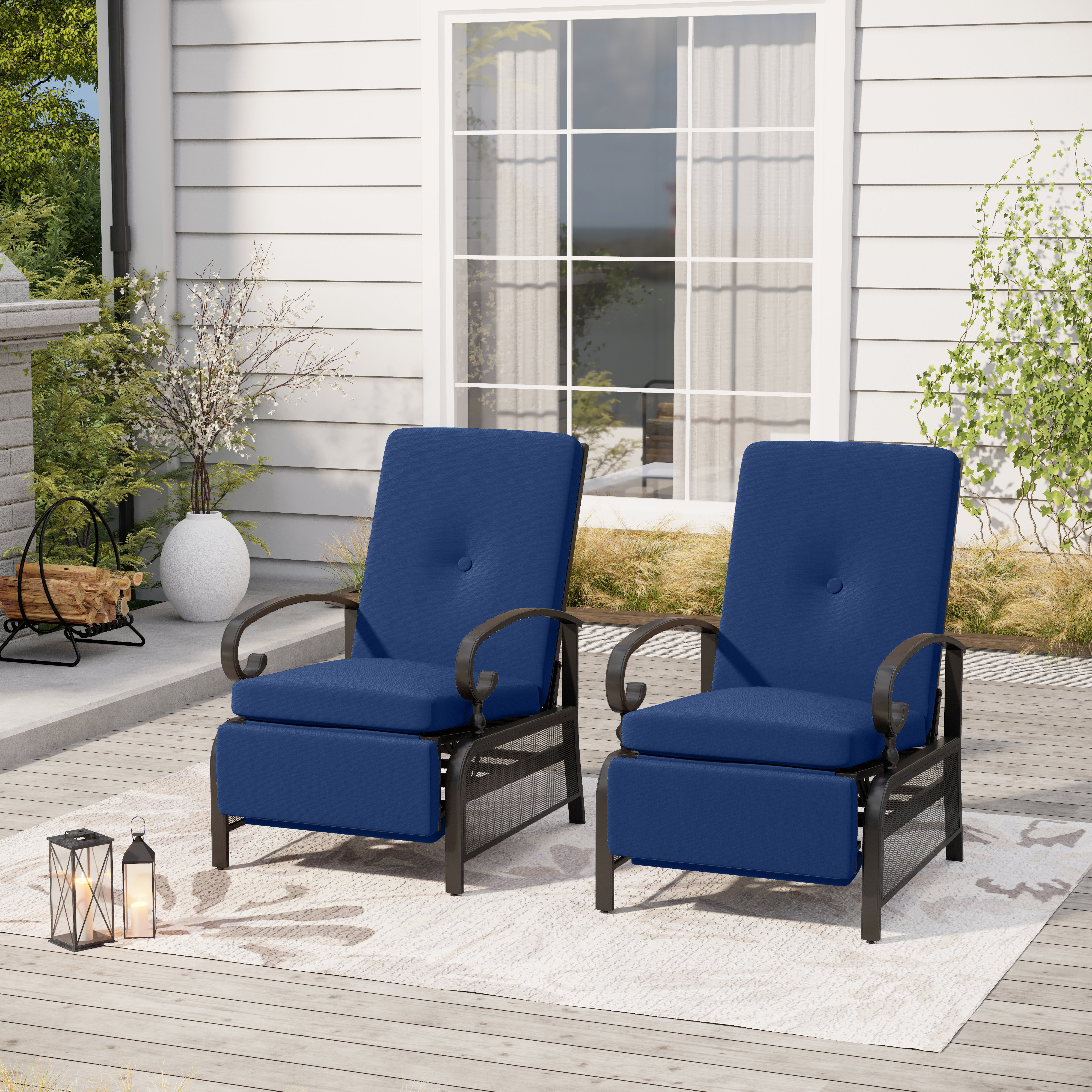 outdoor metal recliner chair