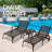Outdoor Bronze Cast Aluminum Two Chaise Lounges and Table with Adjustable Backrest and Wheels