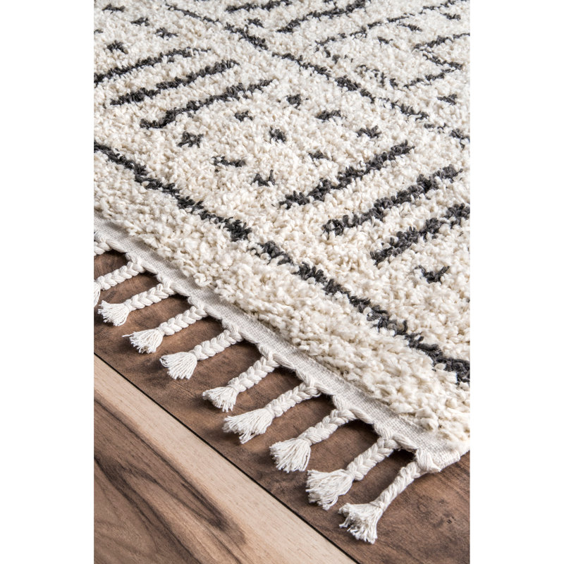 Simon Abstract White/Grey Area Rug, Rectangle 4' x 6'