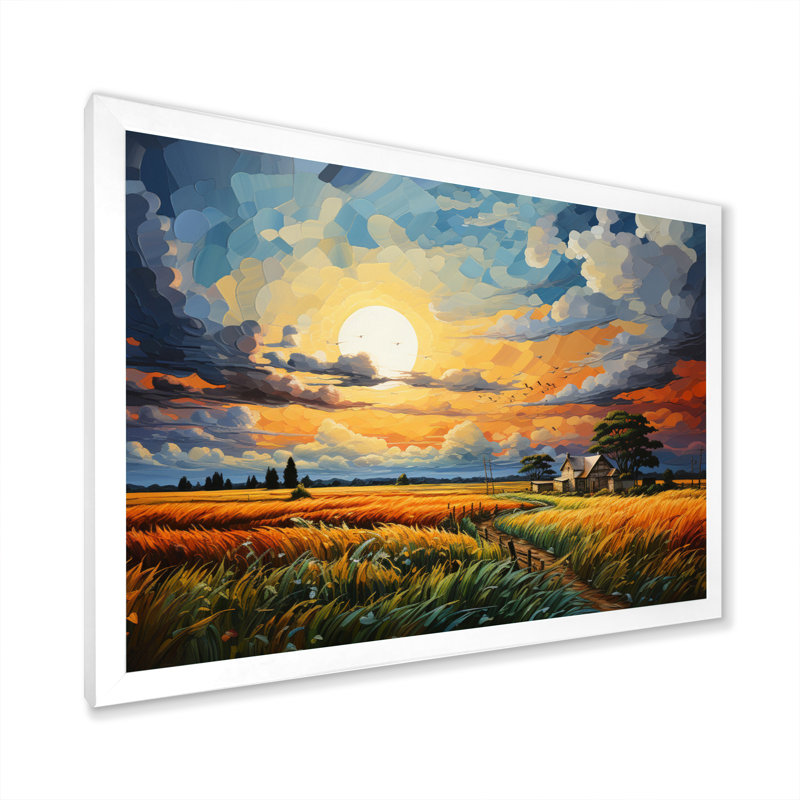 «Blue Prairies Whispers», impression sur toile, H 16 po x l 32 po x P 1 po, Cadre photo blanc