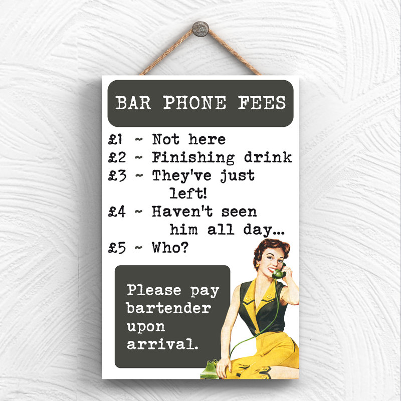 Bar Phone Fees - Print on MDF