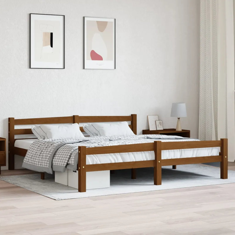 Beeman Solid Wood Bed, Super King (6'), Honey Brown