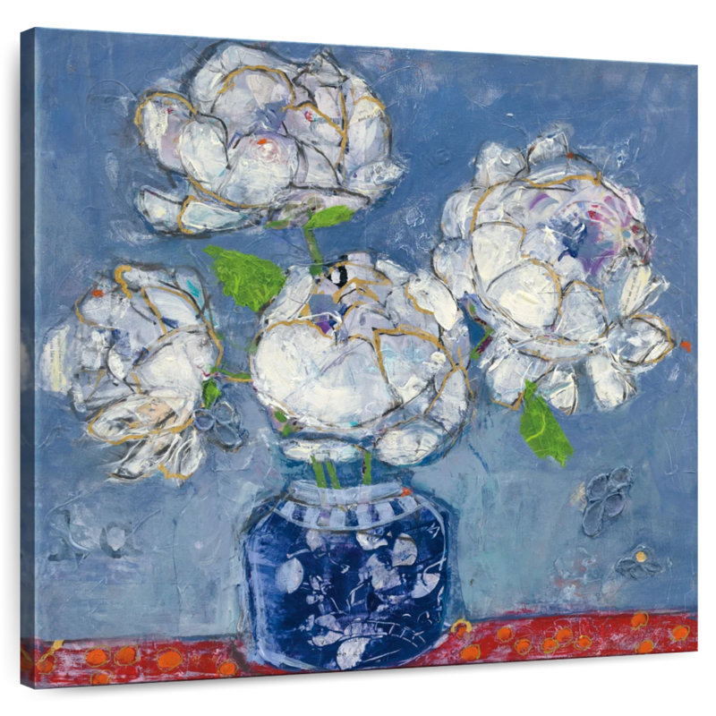 Vase de pivoines bleu Harnek, H 20 po x l 20 po