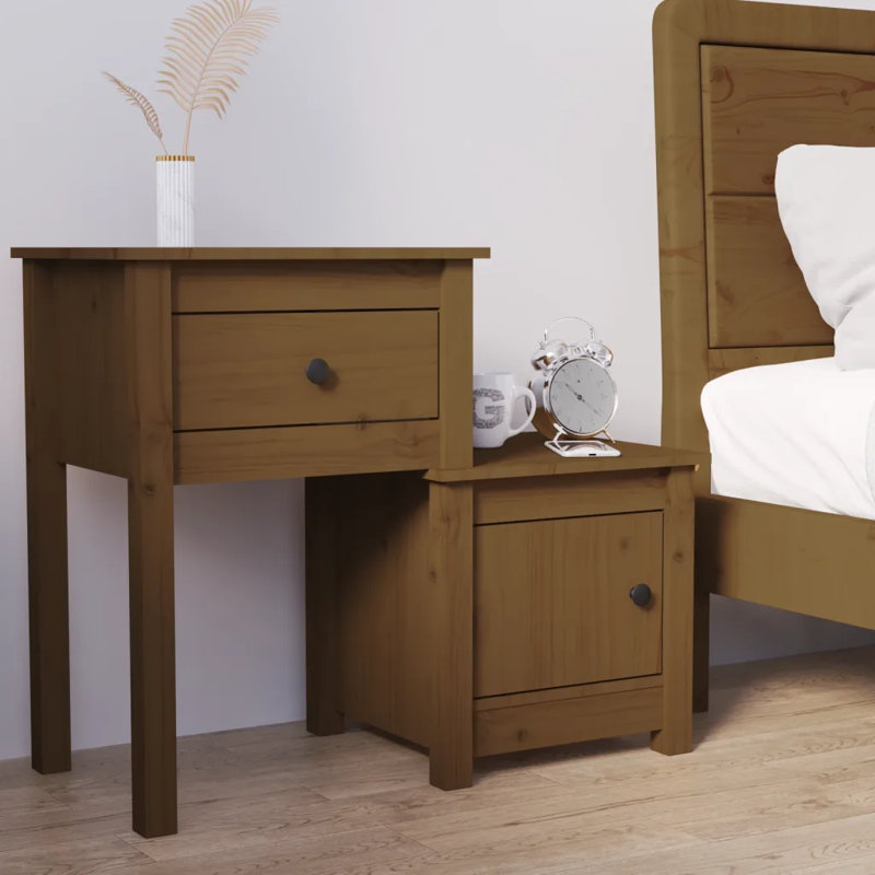 Bedside Cabinet 79,5x38x65,5 cm Solid Wood Pine, Honey Brown, Set of 2
