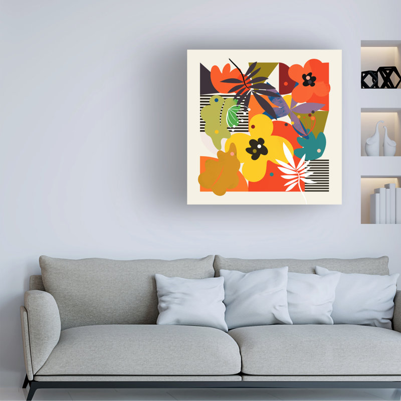 Circles Minimal Flower - impression sur toile tendue, H 14 po x l 14 po