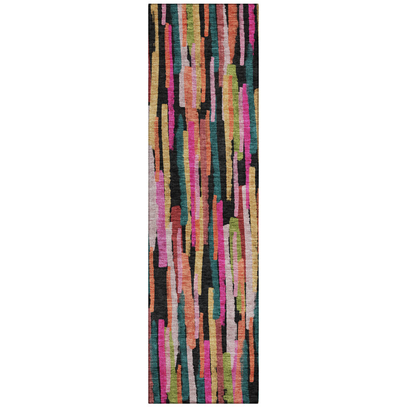 Machine Washable Multicolor Indoor/Outdoor Runner Rug