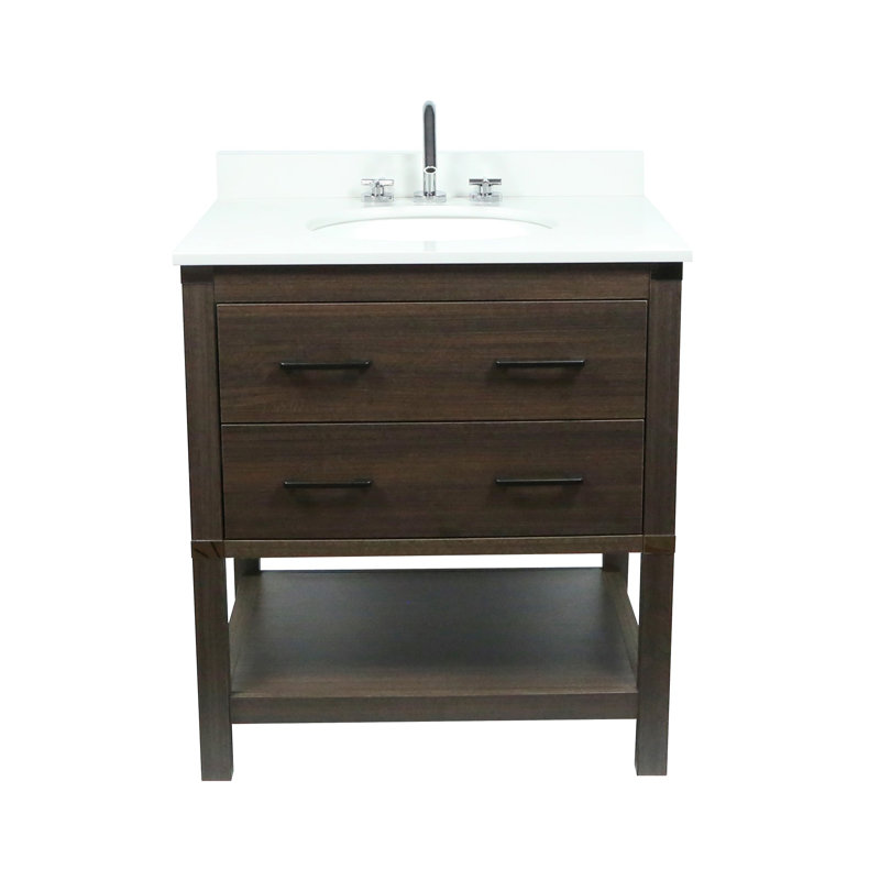 Meuble-lavabo simple 31 po avec comptoir en quartz blanc