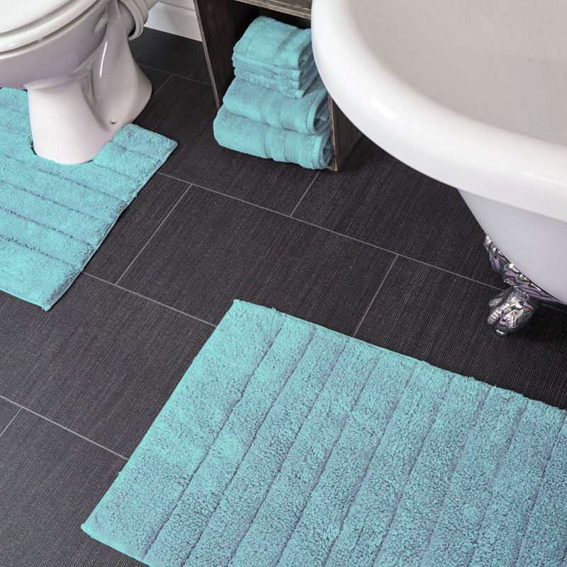 Linear Ribbed Two Piece Bath Mat Set, Duckegg
