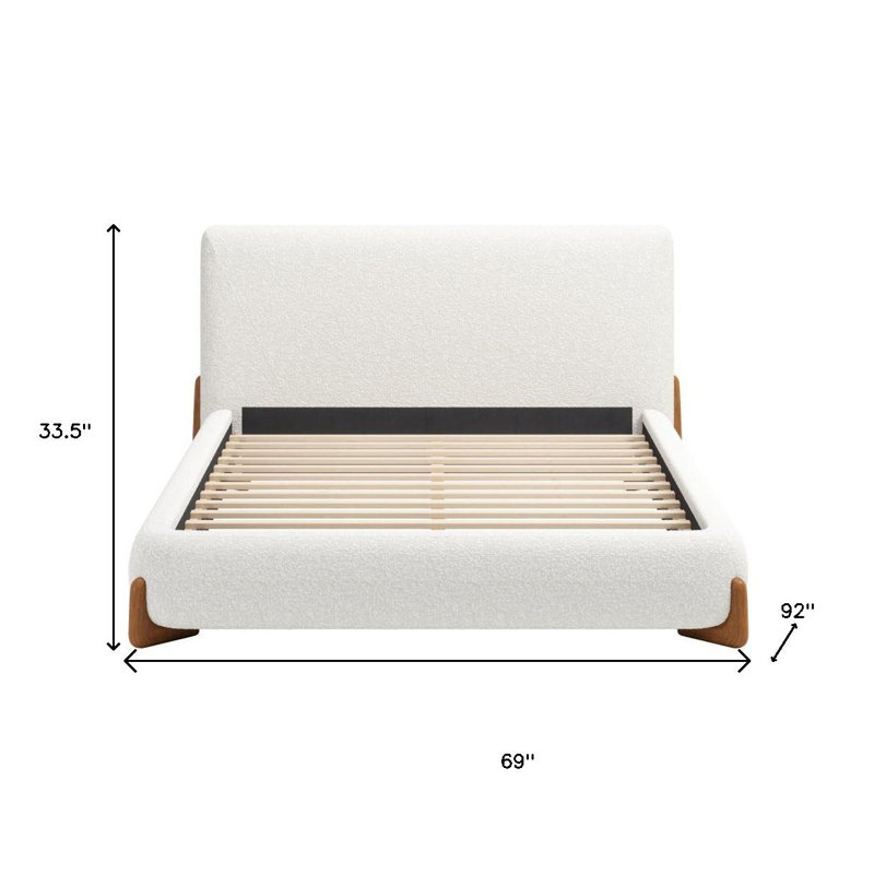 Structure de lit ivoire en bois massif et grand lit Boucle