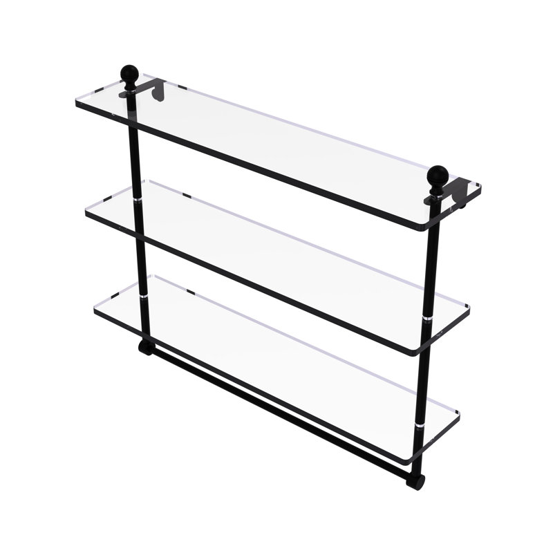 Gober 3 Piece Tiered Shelf with Towel Bar, 22", Matte Black