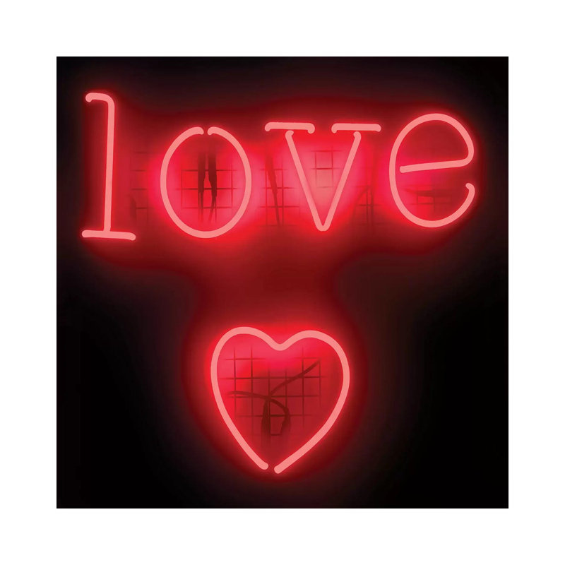 Neon Love Heart Red On Black by Hailey Carr - Wrapped Canvas Gallery-Wrapped Canvas Giclée