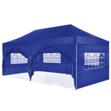 Upgrade 20 Ft. W x 10 Ft. D Heavy Duty Pop up Canopy Tent with 6 sidewalls Easy Up Commercial Outdoor Canopy Wedding Party Tents for Parties 