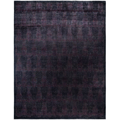Overdyed One-of-a-Kind Hand-Knotted Area Rug - Black, 12' 1" x 15' 3"