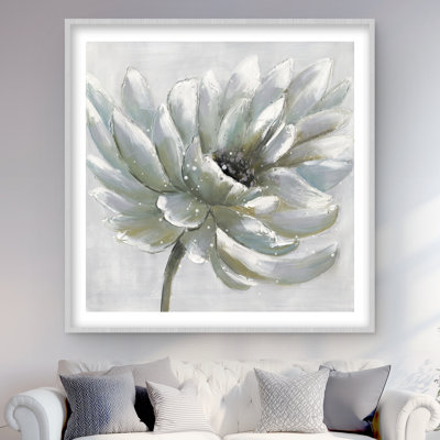 White Chrysanthemum - Reproduction matte encadrée pour le décor de la chambre à coucher