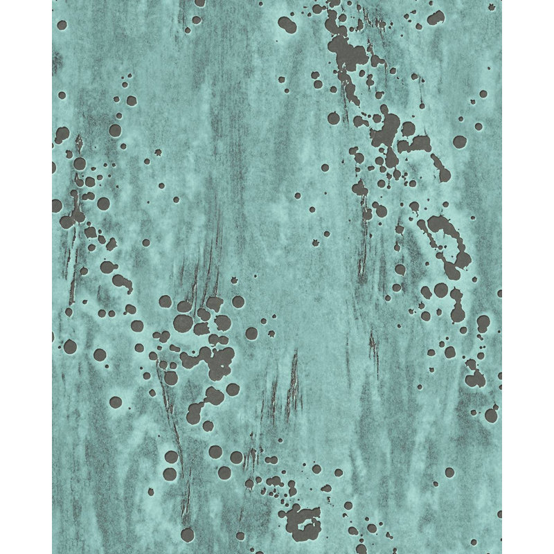 Papier peint abstrait Babita, Cyan / gris anthracite métallique
