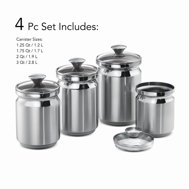 Cooks Standard 4-Piece Stainless Steel Canister Set